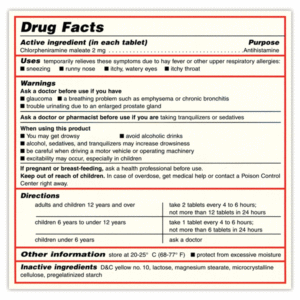 Drug facts label
