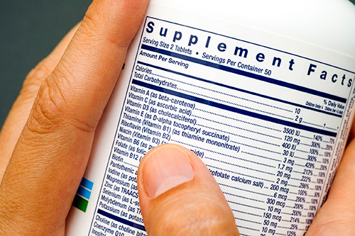 Supplement Facts on bottle label